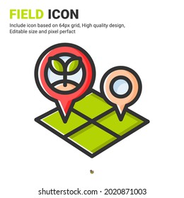 Feldsymbol, Vektorgrafik mit Rahmenfarbstil einzeln auf weißem Hintergrund. Vektorgrafik-Bereich Symbol Symbol Symbol Symbol-Konzept für digitale Landwirtschaft, Landwirtschaft, Technologie, Industrie, Landwirtschaft und alle Projekte