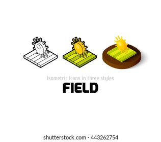 Field icon, vector symbol in flat, outline and isometric style