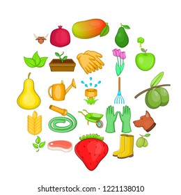 Field icons set. Cartoon set of 25 field vector icons for web isolated on white background