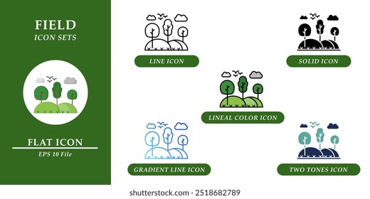 Iconos de campo Conjuntos. Concepto de entorno de Naturaleza. Varios iconos de estilo sobre fondo aislado para Diseño web, símbolo, signo, presentación e infografías. EPS 10. 