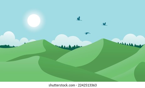 Vector de ilustración de fondo del paisaje de campo, silueta