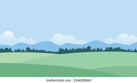 Field landscape background illustration vector, silhouette
