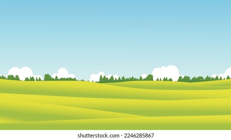 Field landscape background illustration vector, silhouette