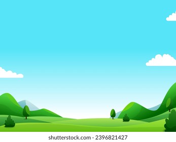 Field landscape vector illustration with blue sky suitable for background