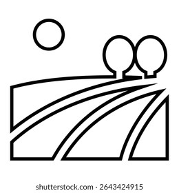 field line icon design. field thin black outline symbol vector illustration. editable stroke icon on transparent background.