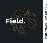 Field logo of topographic line map. Wood rings, vector line pattern of shape countour. Outline pattern for outdoor logo templates. Contours of tree, concepts for geographic logotype.