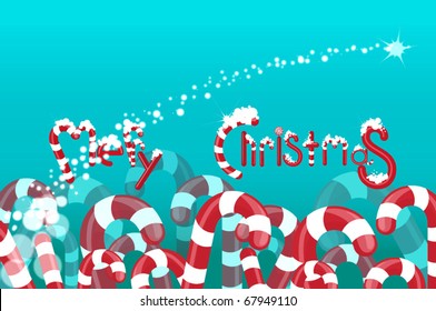 The field of lollipops and candies.  logo Merry Christmas!