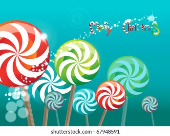 The field of lollipops.  logo Merry Christmas!