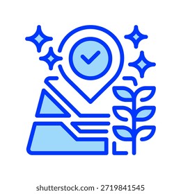 Field Mapping Line Icon, Outline Symbol for Land Surveying, GPS Tracking, Boundary Definition, Spatial Analysis, and Terrain Visualization. Vector Sign Icon.