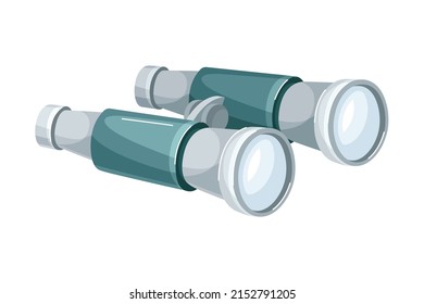 Field or marine binoculars. Optical instrument for viewing distant objects vector illustration
