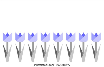 A field of monochromatic geometrical tulips. Vector Tulips. Vector Flowers.