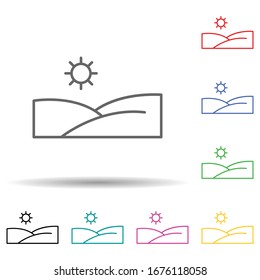 Field multi color set icon. Simple thin line, outline vector of landspace icons for ui and ux, website or mobile application