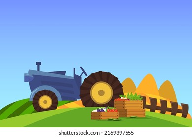 Field nature landscape vector banner or background