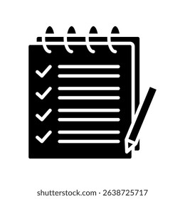 Field Notes mini illustration glyph icon, use for research and development, education, industry, UI, UX kit, app and web development, digital or print.