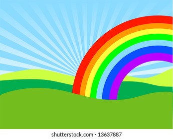 Field on a background of the sky, Rainbow