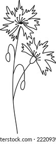 Field plant line vector, line flower vector, minimalist line design, wildplant vector