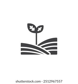 Field with a plant vector icon. filled flat sign for mobile concept and web design. Sustainable Agriculture glyph icon. Symbol, logo illustration. Vector graphics