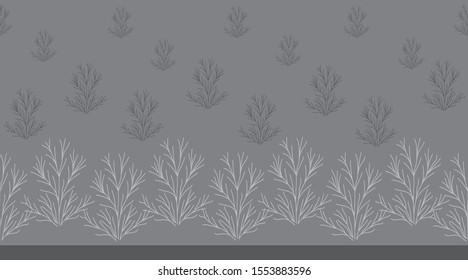 Field plants, vector seamless pattern. Plants on a light gray background. Hand drawn vector illustration. The idea of designing textiles, wallpaper, wrapping paper. Delicate color.