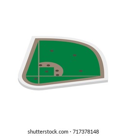 Field for play baseball with a markings, isolated on white background. Flat 3D isometric style, vector illustration.