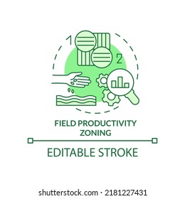 Field Productivity Zoning Green Concept Icon. Increased Crop Yield Abstract Idea Thin Line Illustration. Isolated Outline Drawing. Editable Stroke. Arial, Myriad Pro-Bold Fonts Used
