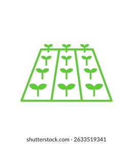Field of prosperous plants icon. Isolated on white background. Green icon