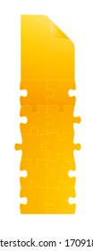 field of puzzles with paper on the top on white background
