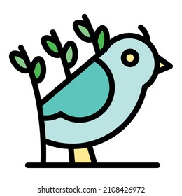 Field quail icon. Outline field quail vector icon color flat isolated