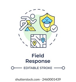 Field response multi color concept icon. Law enforcement, public safety. Crime map. Round shape line illustration. Abstract idea. Graphic design. Easy to use in infographic, presentation