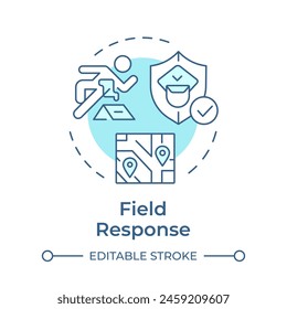 Field response soft blue concept icon. Law enforcement, public safety. Crime map. Round shape line illustration. Abstract idea. Graphic design. Easy to use in infographic, presentation