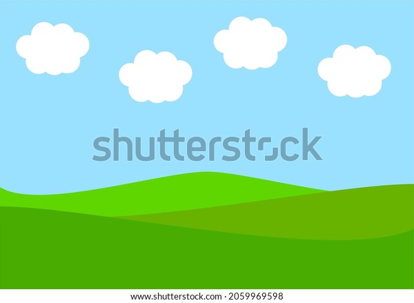 Field Sky Cloudsgreen Nature Landscapehill Grasspark Stock Vector ...