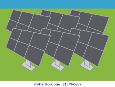 Field of solar panels in a field.