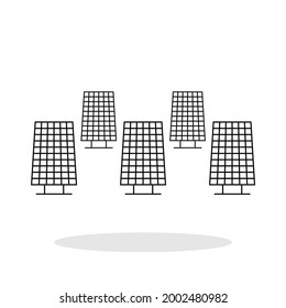 Field of solar panels icon in flat style. Solar Panel symbol for your web site design, logo, app, UI Vector EPS 10.