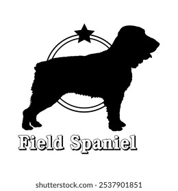 Field Spaniel. dog silhouette,  dog, dog breeds, logo, vector, silhouette, logo design, animal, illustration, icon, sign, design, black,  symbol, pet