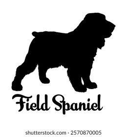 Field Spaniel dog silhouette, dog, dog breeds, logo, vector, silhouette, animal, illustration, icon, sign, design, black, symbol, pet, love
