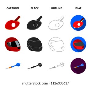 Field, stadium with markings for playing football, football ball, racket with a ball for ping-pong, protective helmet for the game,glove for baseball or rugby. Sport set collection icons in cartoon