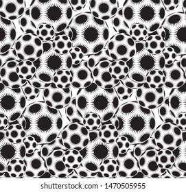 field of stars balls seamless pattern in black and white