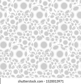 field of stars balls seamless pattern in soft silver shades
