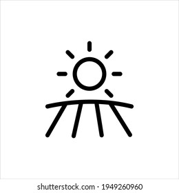 Field with sun cloud line icon. Field Vector Line Icon - Simple Thin Line Icon, Premium Quality Design Element