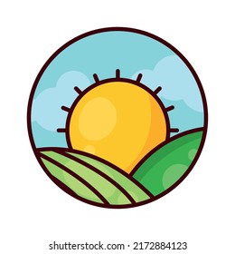 field and sun farm icon