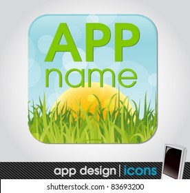 field with sun and grass - blank app icon for mobile devices