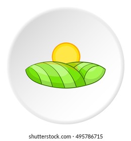 Field and sun icon. Cartoon illustration of field and sun vector icon for web