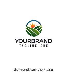 field sun logo, Farm Logo design concept template vector