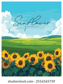 A field of sunflowers basks in the warm sunlight, a picturesque scene of summer.