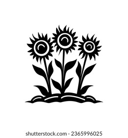 Field of sunflowers icon isolated on white background