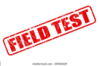 FIELD TEST red stamp text on white