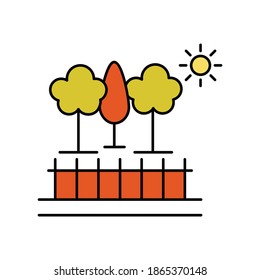 Sonnenstrahl der Feldbäume. Symbol für Landschaften