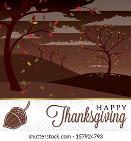 Field of trees Thanksgiving card in vector format.