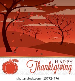 Field of trees Thanksgiving card in vector format.