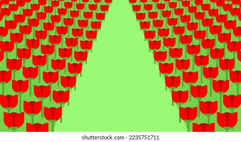 Field of tulips. background for postcards. Vector illustration