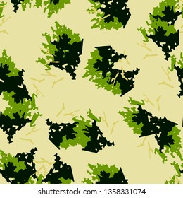 Field UFO camouflage of various shades of green and yellow colors. It is a colorful seamless pattern that can be used as a camo print for clothing and background and backdrop or computer wallpaper